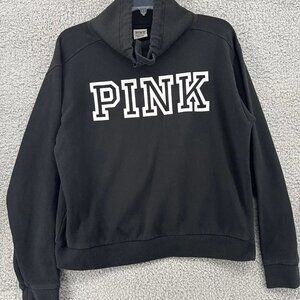Victoria's Secret PINK Everyday Cowl Neck Fleece Pullover Black Size Small